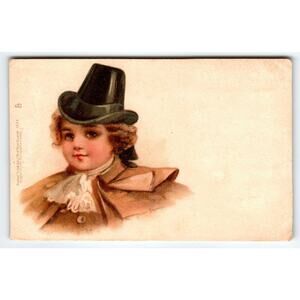 Frances Brundage Postcard Coming Men Studies Of Boys Brown Coat Child Tuck 1537